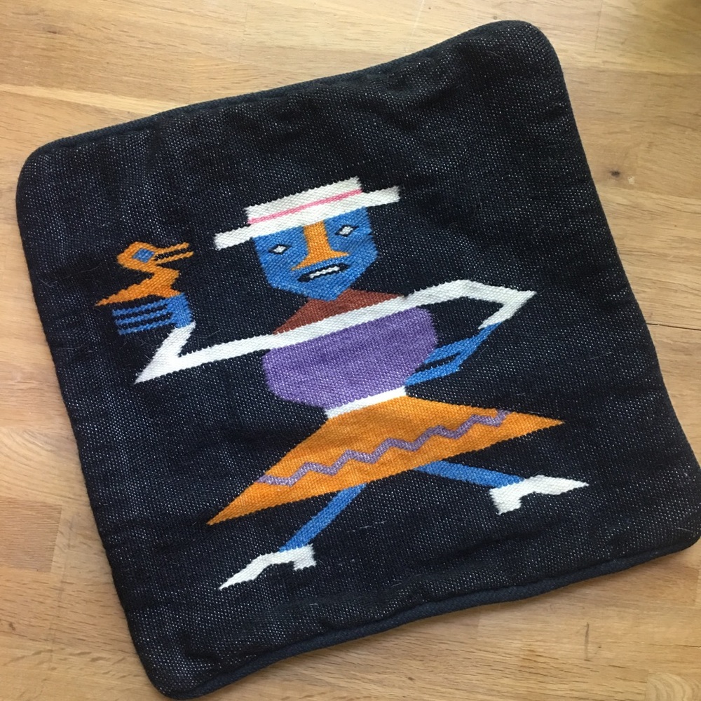 Vintage Handwoven Dancing Man Woman Pillowcase Set